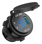 Socket Cargador Usb Qc3 Carga Rapida Voltimetro Carro O Moto - Miniatura 1