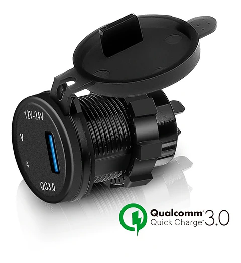 Socket Cargador Usb Qc3 Carga Rapida Voltimetro Carro O Moto