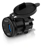 Socket Cargador Usb Qc3 Carga Rapida Voltimetro Carro O Moto - Miniatura 3