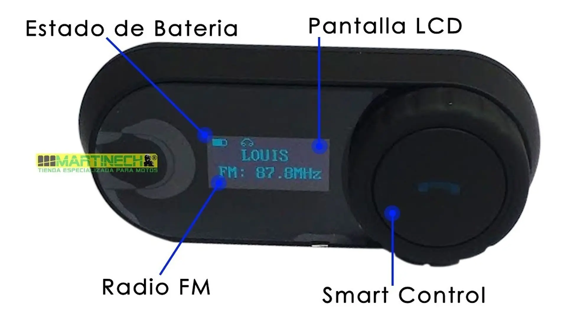 Intercomunicador Moto Lcd Impermeable + Bluetooth + Fm 4