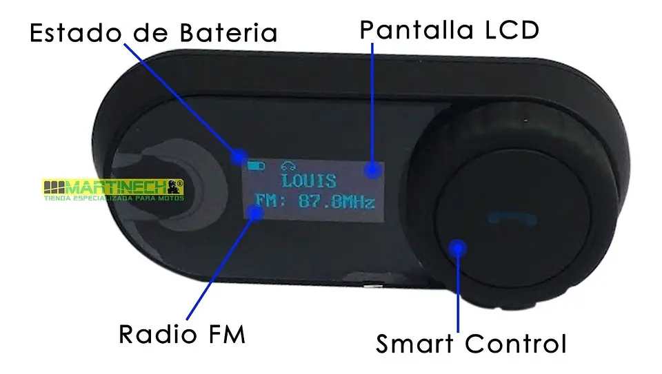 Intercomunicador Moto Lcd Impermeable + Bluetooth + Fm 4