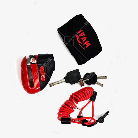 Candado Moto Freno De Disco Ifam Road 75 + Obsequios - Rojo