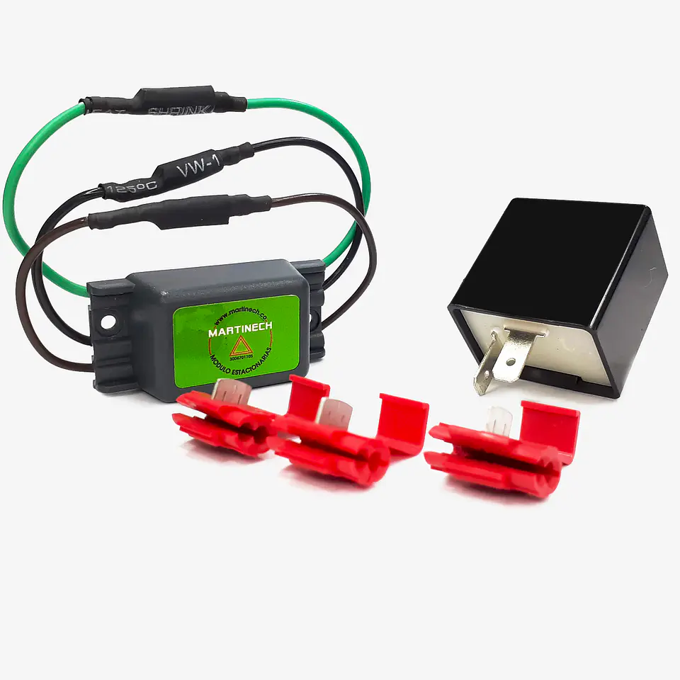 Kit Modulo Estacionarias o Parqueo Sin Botón Terminales Redondas + Flasher 40W 3