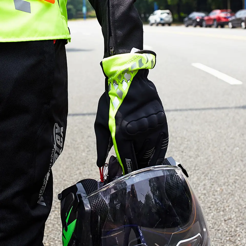 Guantes Impermeables Termicos Motociclista con Protección - Verde 7