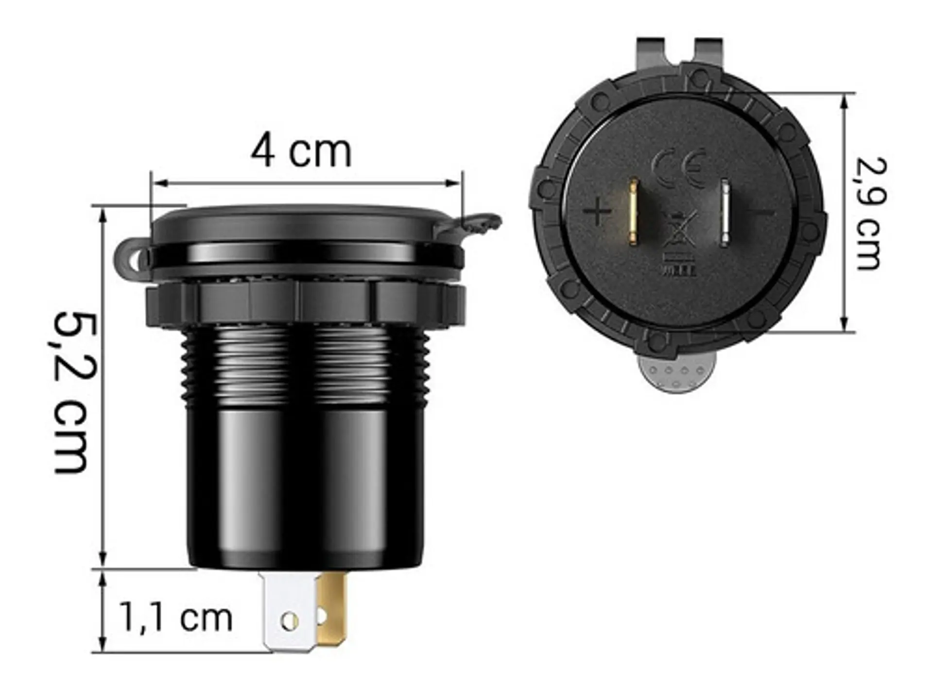 Socket Cargador 2 Usb Qc3 Carga Rápida Metálico Carro O Moto 2