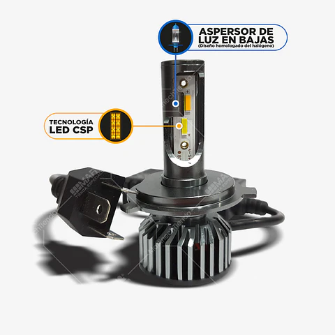 Bombillo Led Tri-Color 6000 CSP Lúmenes Oro Moto o Carro H4