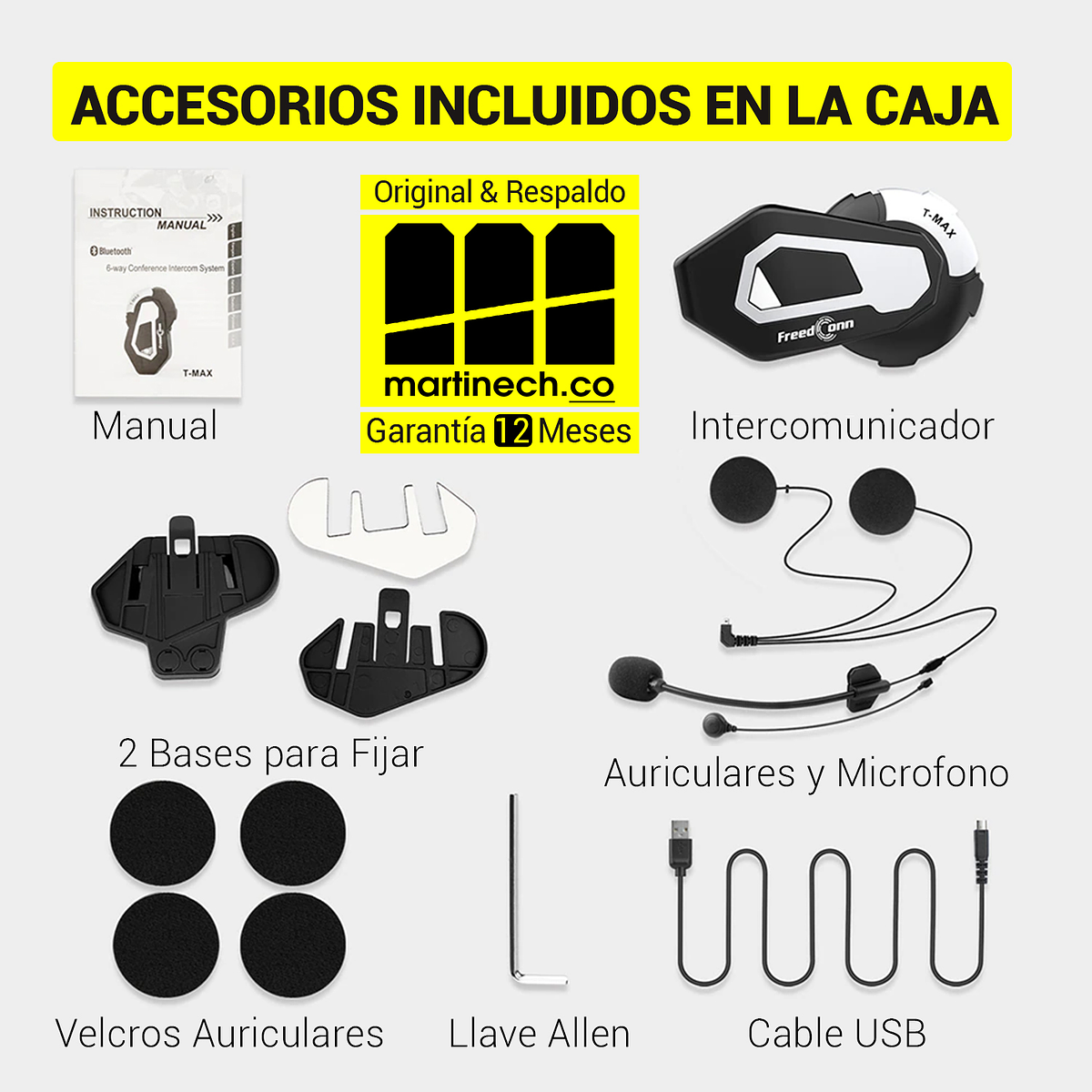 Intercomunicador Casco Moto Auriculares, intercomunicador de 6-Way