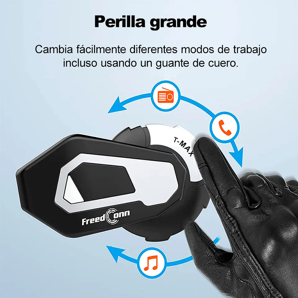 Intercomunicador Moto Impermeable Tmax S Bluetooth y Radio Fm Conferencia 7