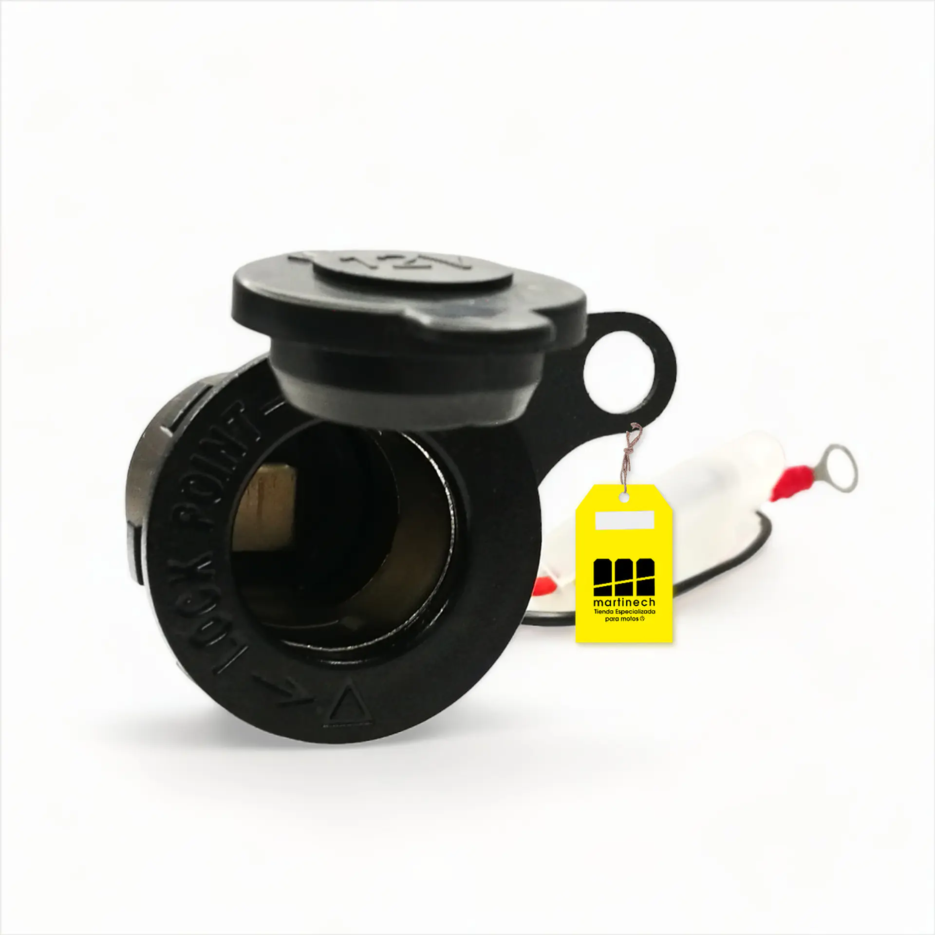 Socket 12 Voltios Tipo Cigarrera Moto Base Acero con Cableado 2