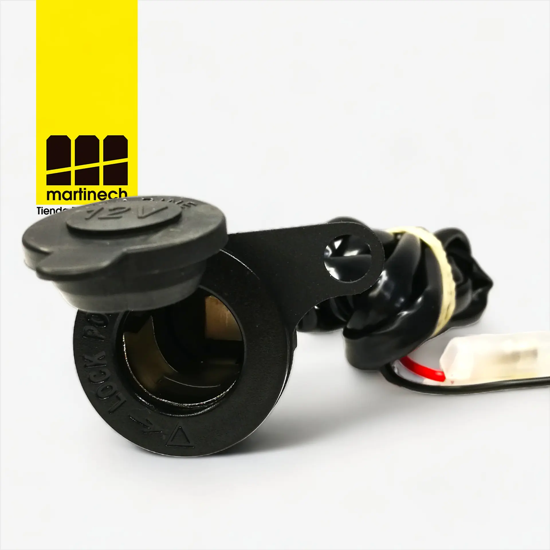 Socket 12 Voltios Tipo Cigarrera Moto Base Acero con Cableado 4