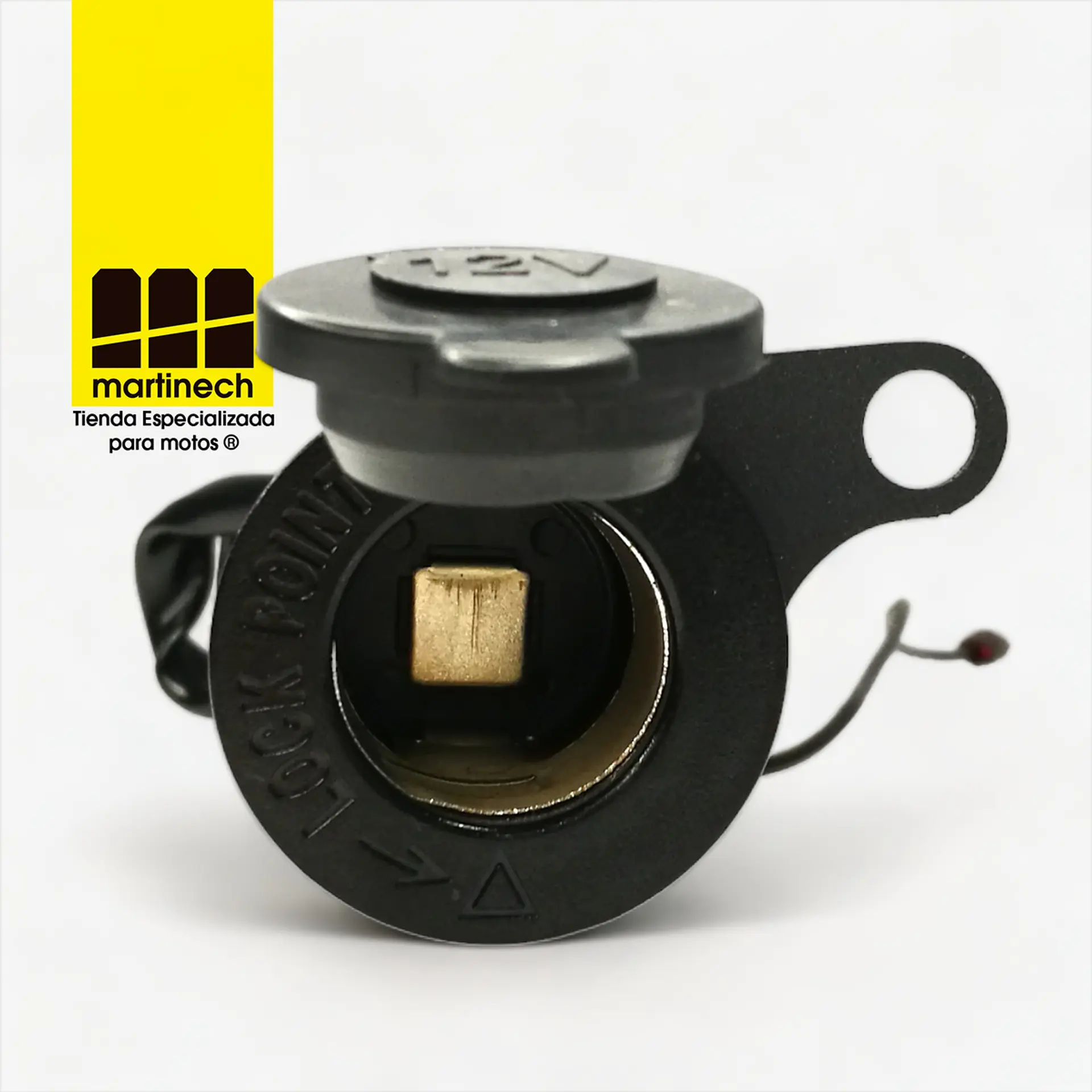 Socket 12 Voltios Tipo Cigarrera Moto Base Acero con Cableado 5