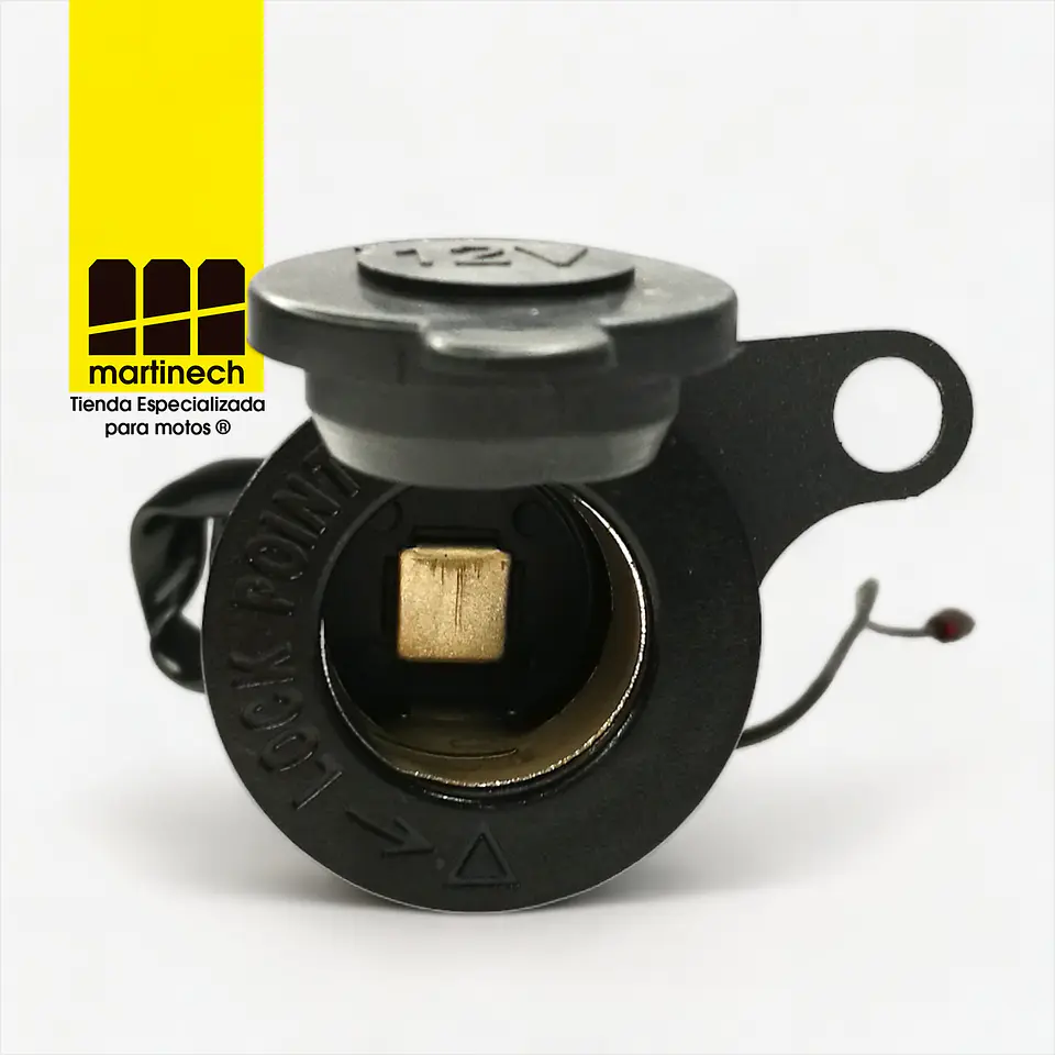 Socket 12 Voltios Tipo Cigarrera Moto Base Acero con Cableado 5