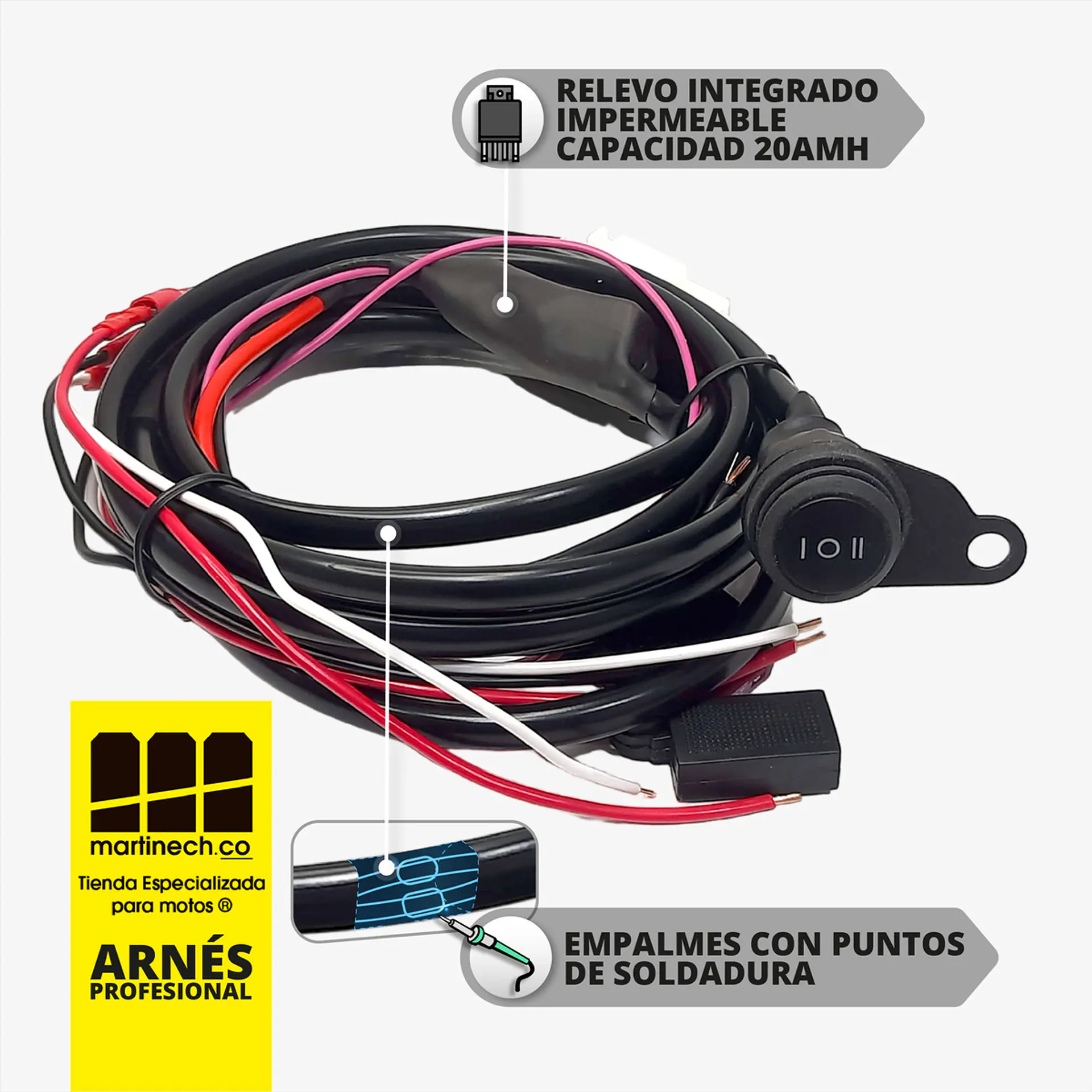 Cableado Arnes Moto Exploradoras Bicolor Switch y Relevo 3