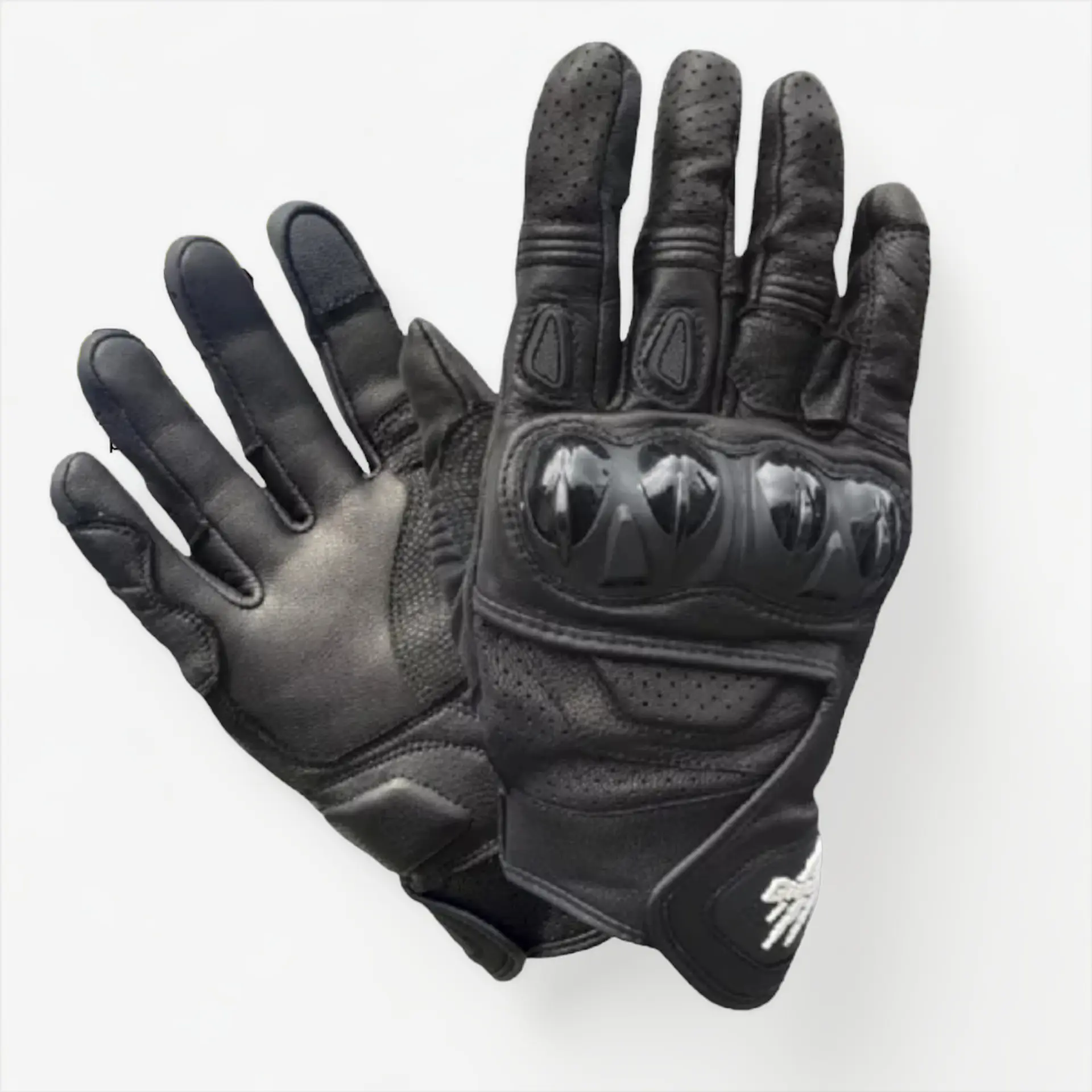 Guantes Moto Cuero Tactil Proteccion Motociclista Black 1