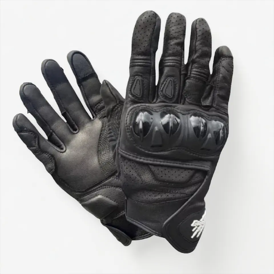 Guantes Moto Cuero Tactil Proteccion Motociclista Black 1