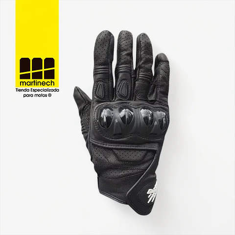 Guantes Moto Cuero Tactil Proteccion Motociclista Black