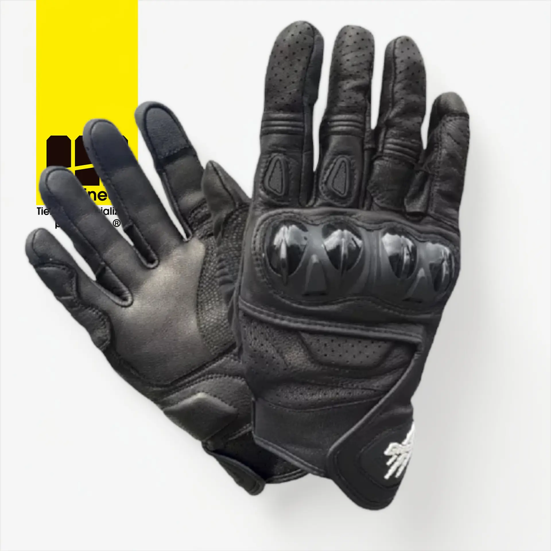 Guantes Moto Cuero Tactil Proteccion Motociclista Black 3