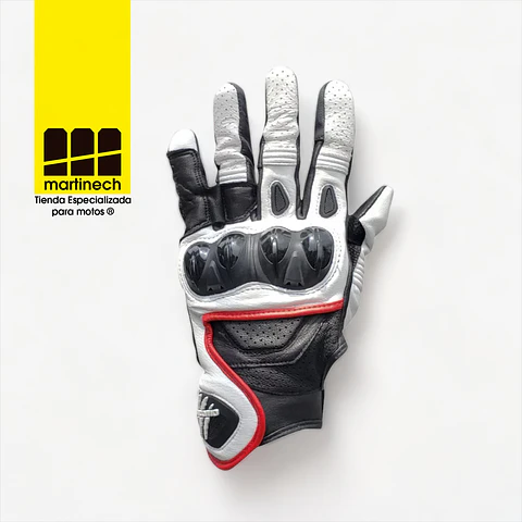 Guantes Moto Cuero Tactil Proteccion Motociclista Whiteblack