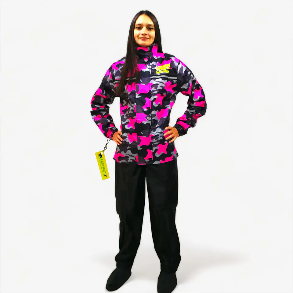 Traje Moto Mujer Impermeable Tipo Sudadera Camo + Botines 1