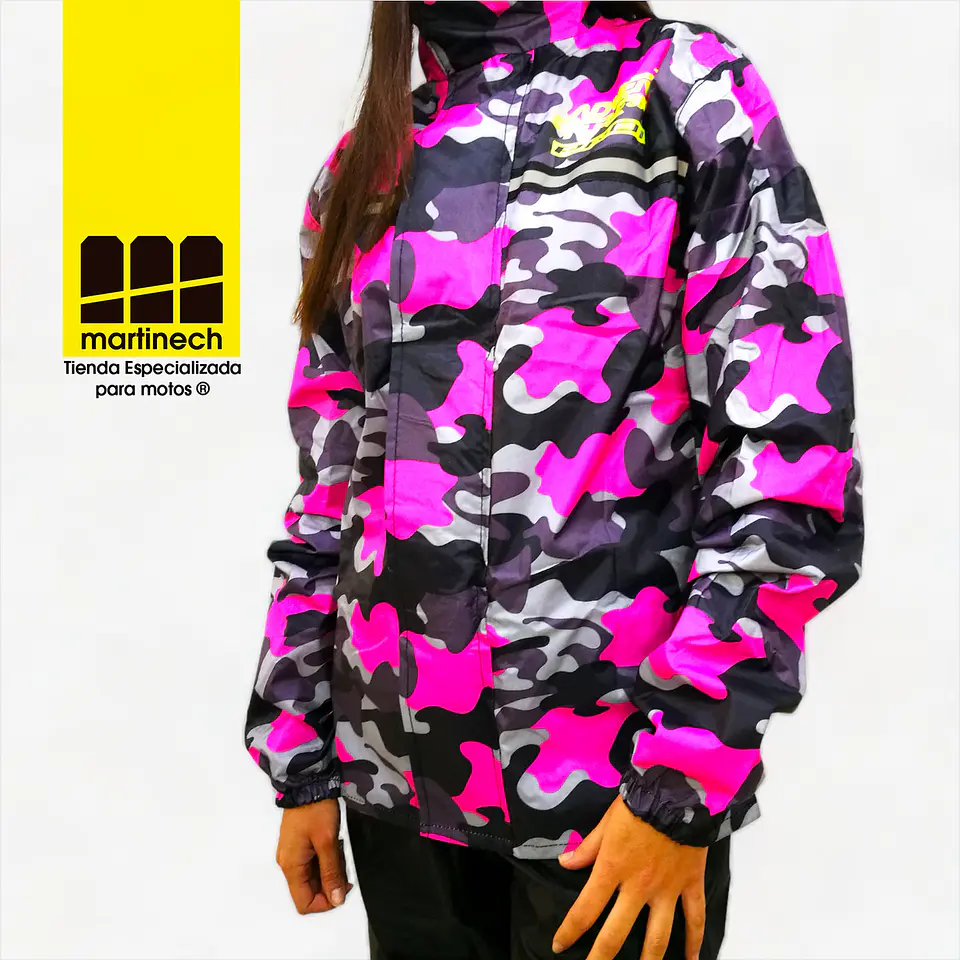 Traje Moto Mujer Impermeable Tipo Sudadera Camo + Botines 3