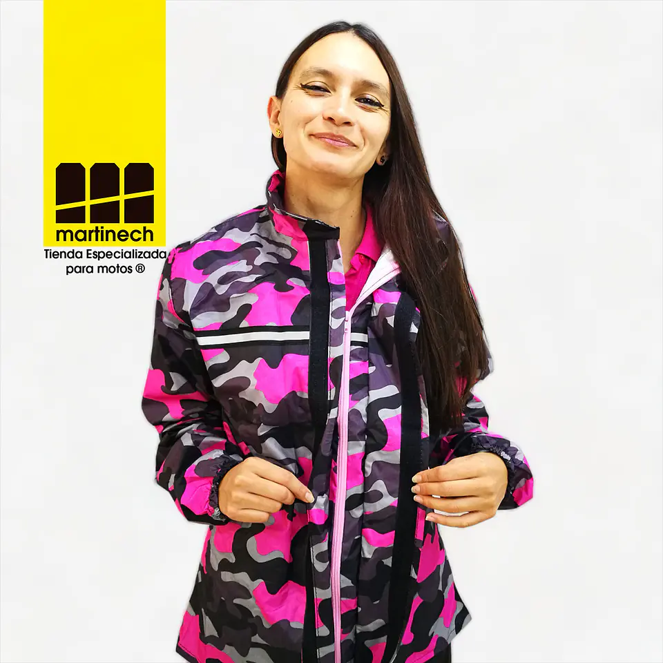Traje Moto Mujer Impermeable Tipo Sudadera Camo + Botines 5