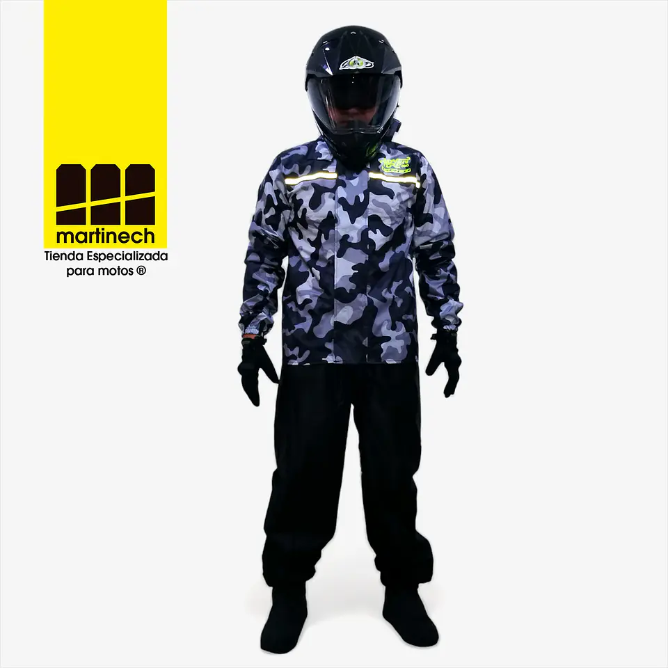 Traje Moto Para Lluvia Impermeable Hombre Con Zapatones 5