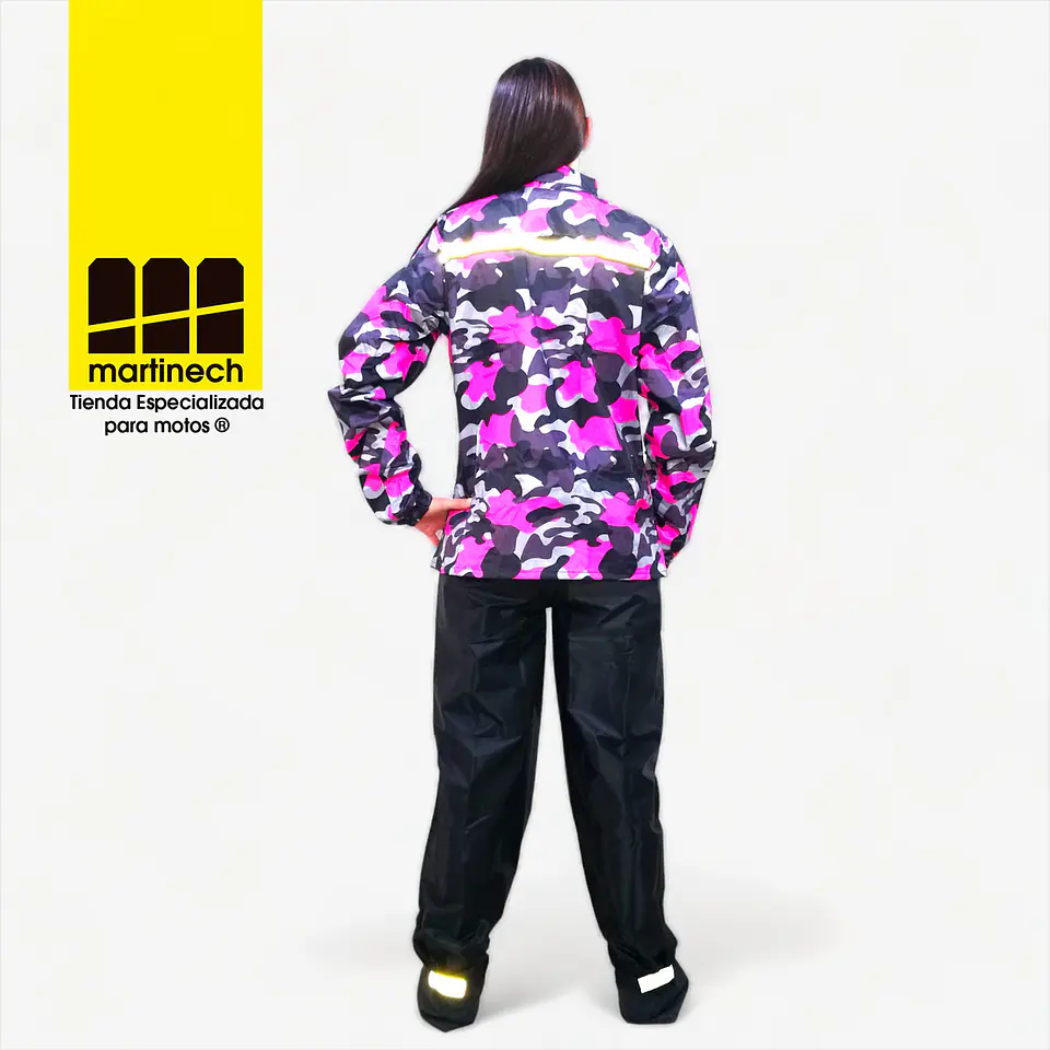 Traje Moto Mujer Impermeable Tipo Sudadera Camo + Botines 6
