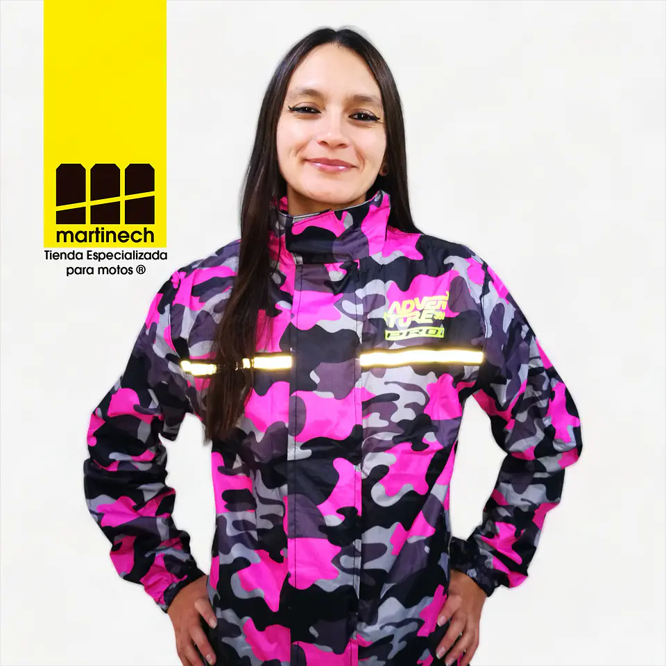 Traje Moto Mujer Impermeable Tipo Sudadera Camo + Botines 12