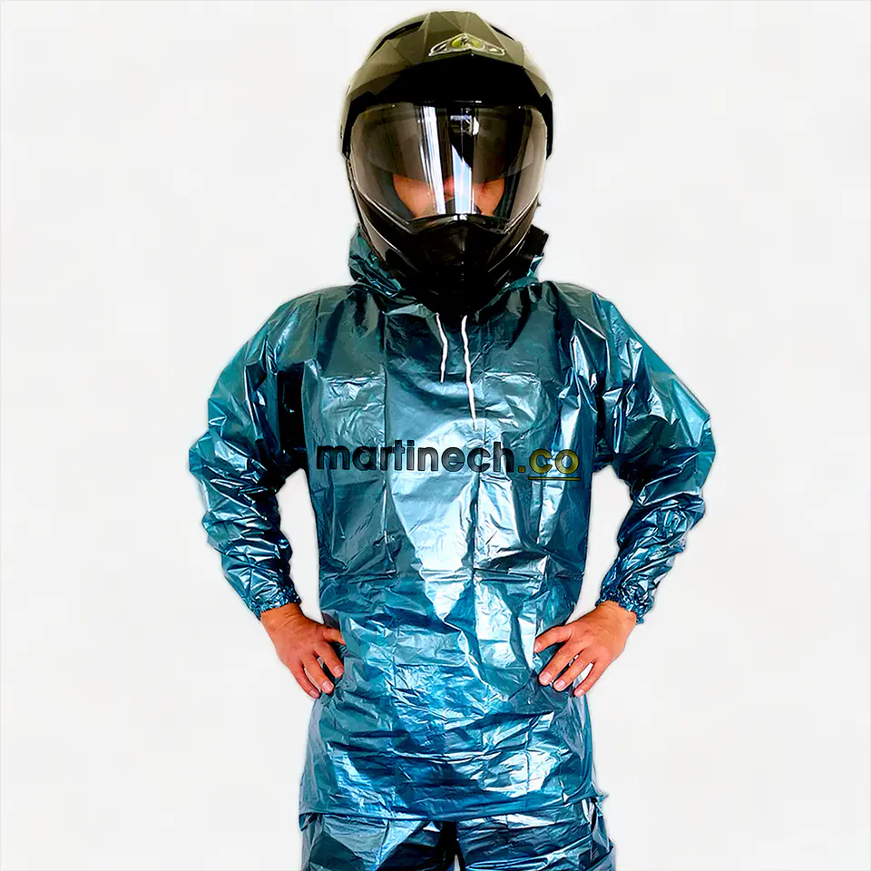 Impermeable Moto Bicicleta Plástico Reflectivo Portable  Azul Acero 1