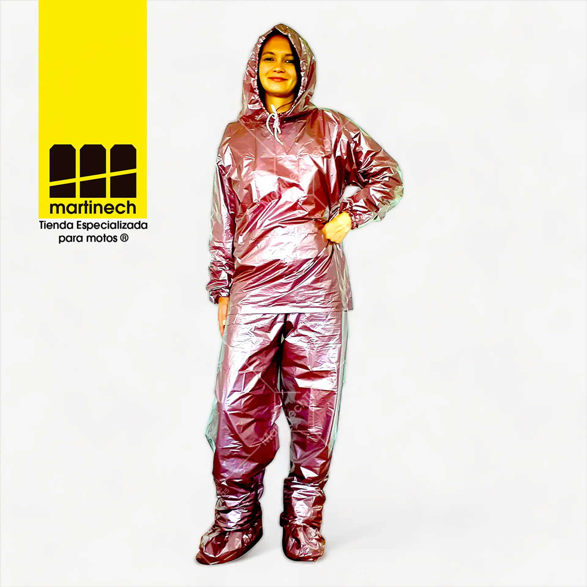 Impermeable Moto Bicicleta Plástico Reflectivo Portable  Oro Rosa 3