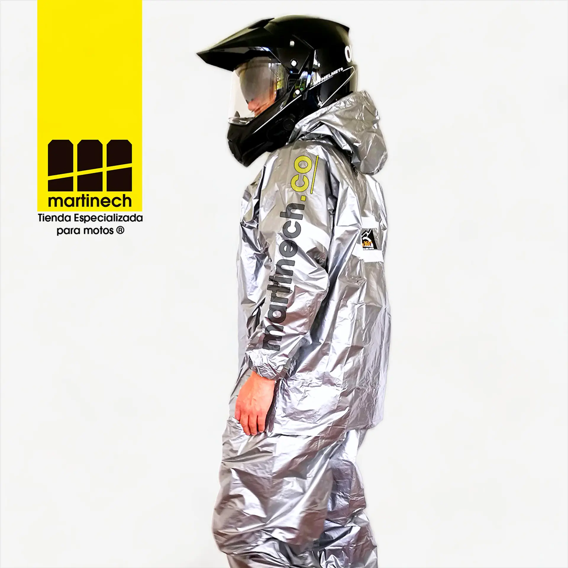 Impermeable Moto Bicicleta Plástico Reflectivo Portable  Plata 3