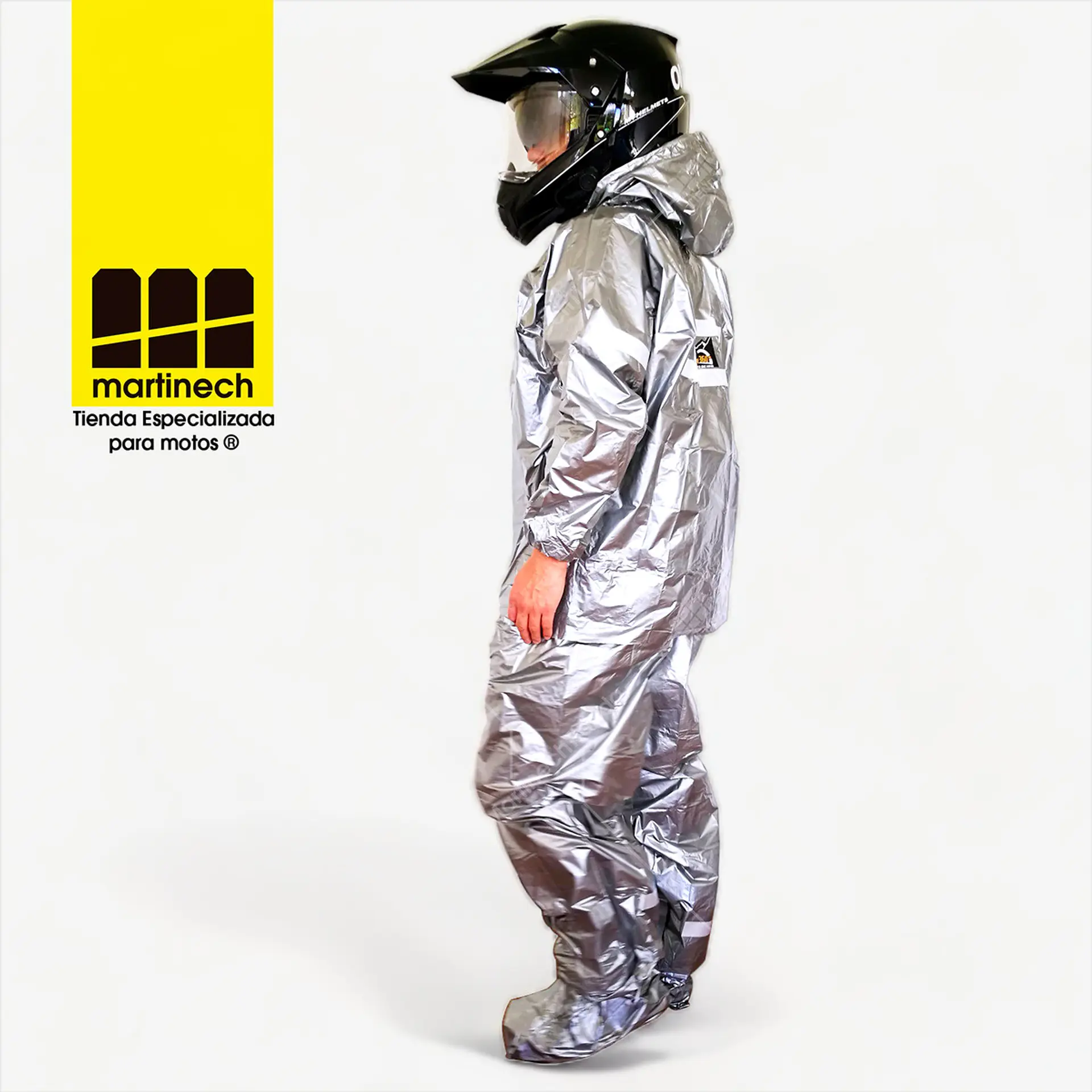 Impermeable Moto Bicicleta Plástico Reflectivo Portable  Plata 4