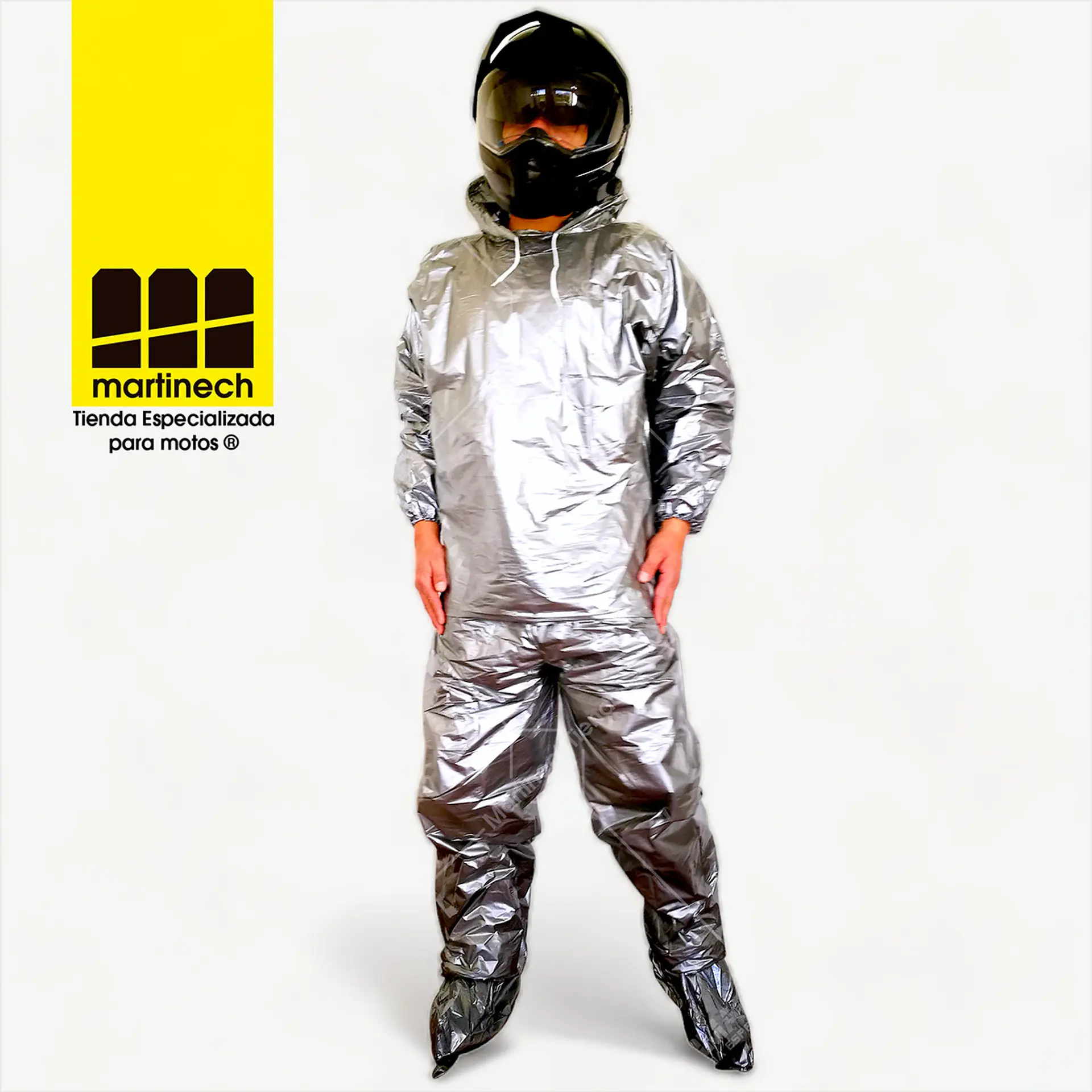 Impermeable Moto Bicicleta Plástico Reflectivo Portable  Plata 6