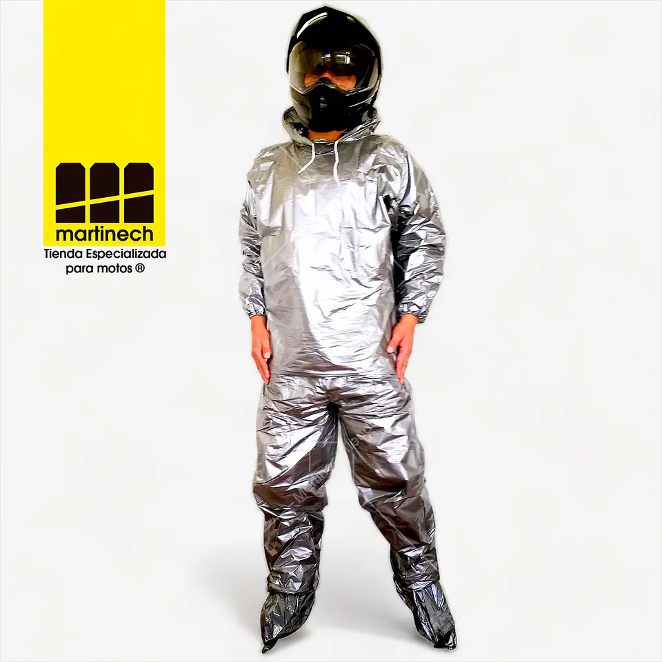 Impermeable Moto Bicicleta Plástico Reflectivo Portable  Plata 6