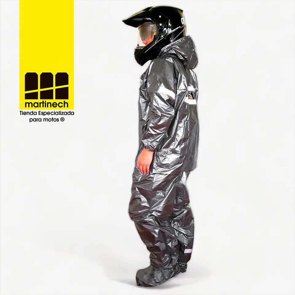 Impermeable Moto Bicicleta Plástico Reflectivo Portable Plomo 6