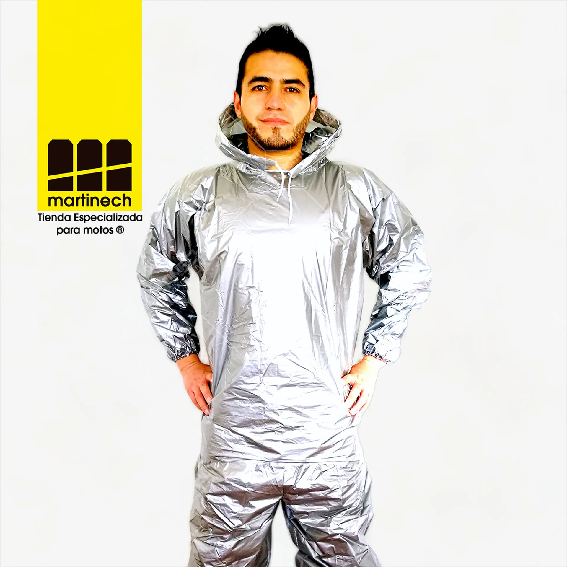 Impermeable Moto Bicicleta Plástico Reflectivo Portable  Plata 8
