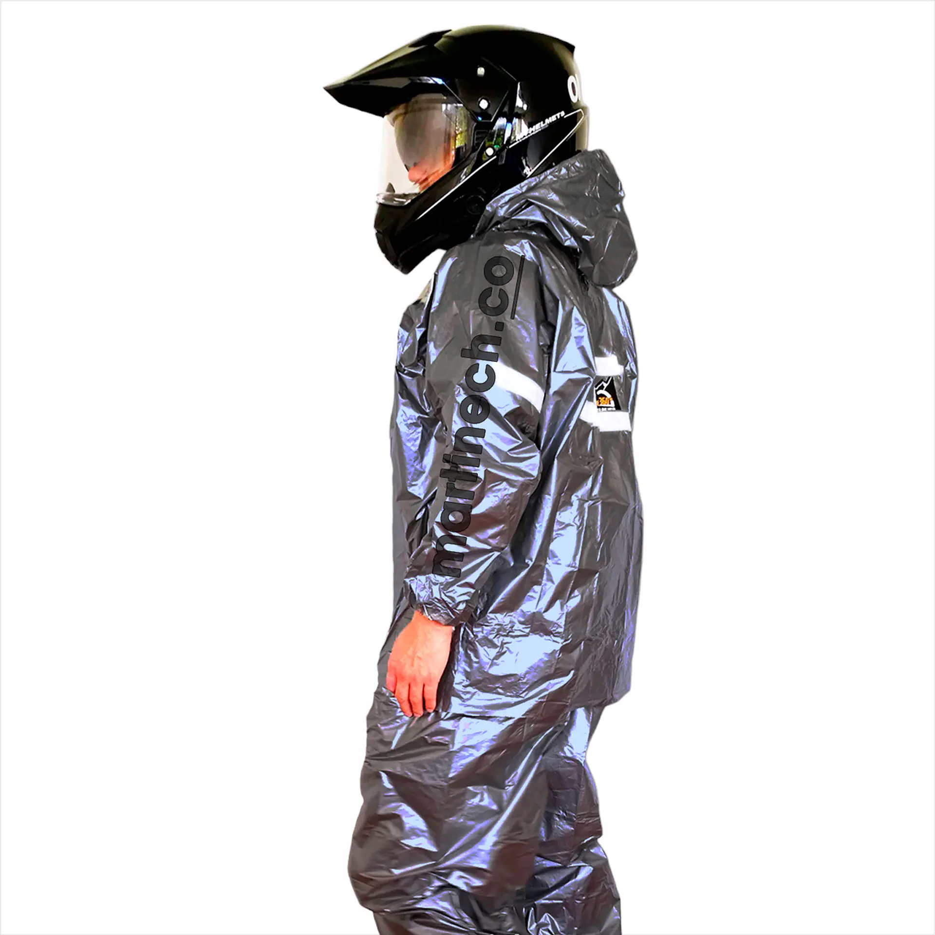 Impermeable Moto Bicicleta Plástico Reflectivo Portable  Plata 11
