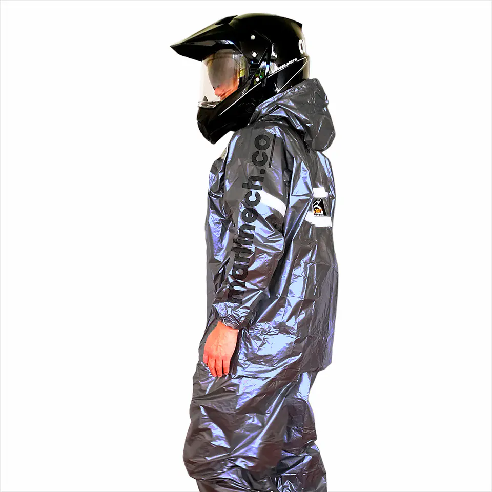 Impermeable Moto Bicicleta Plástico Reflectivo Portable  Plata 11