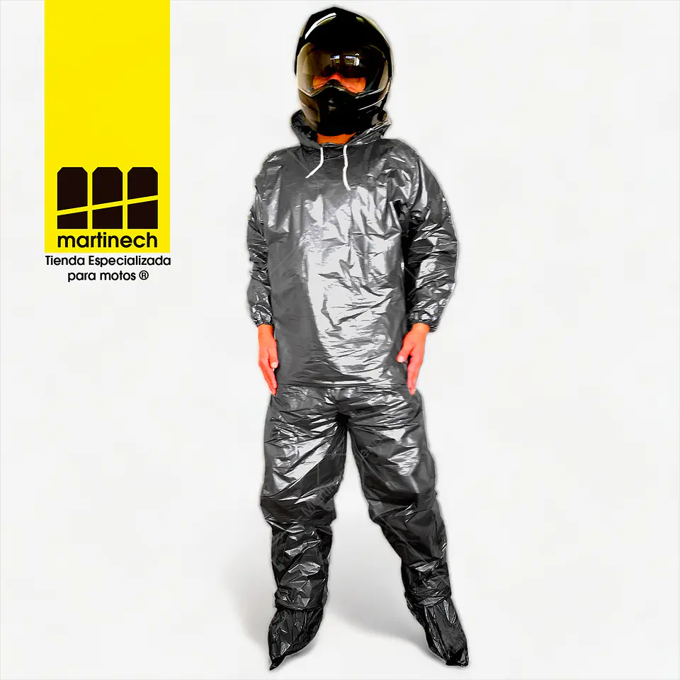 Impermeable Moto Bicicleta Plástico Reflectivo Portable  Plata 16