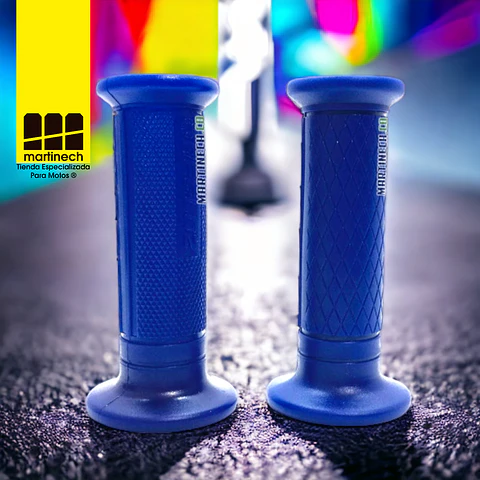 Manillares Grips Puños Para Moto 100% Caucho Confort Azul
