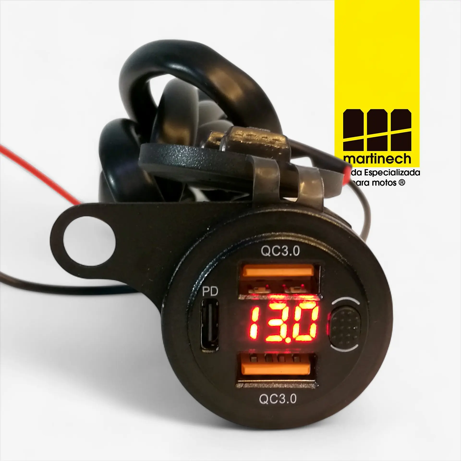 Cargador USB Moto Carga Rapida QC3 + Tipo C PD y Voltímetro  9