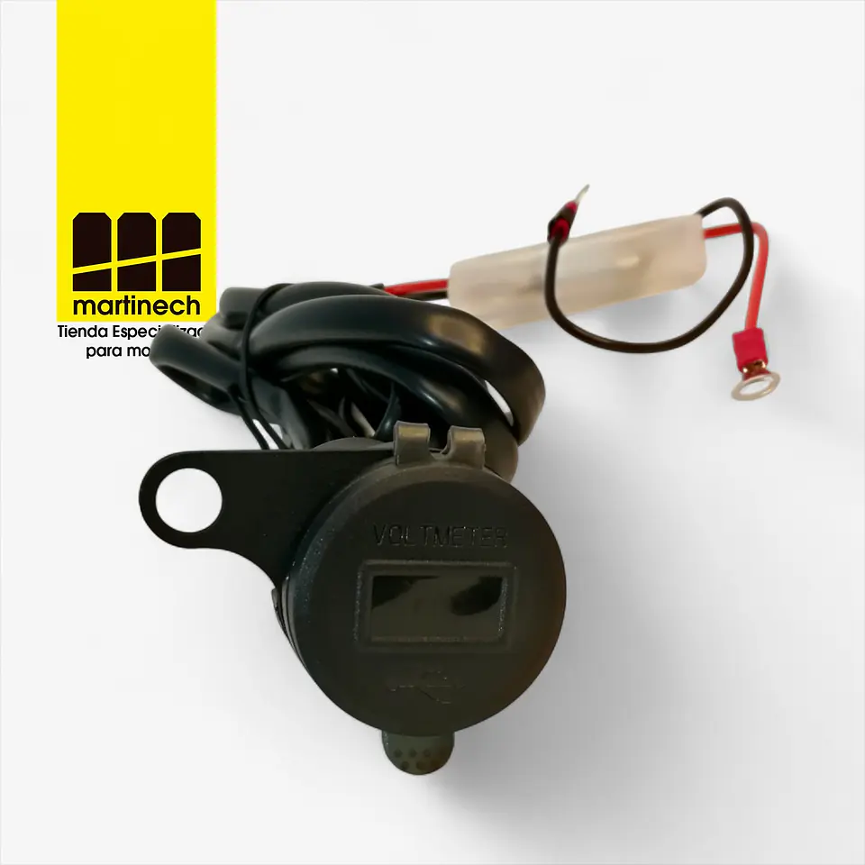 Cargador USB Moto Carga Rapida QC3 + Tipo C PD y Voltímetro  12