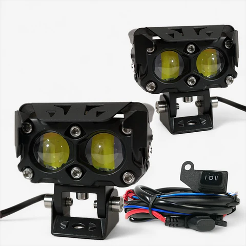 Exploradoras Moto Led Bicolor 45W Premium Doble Lente Aluminio