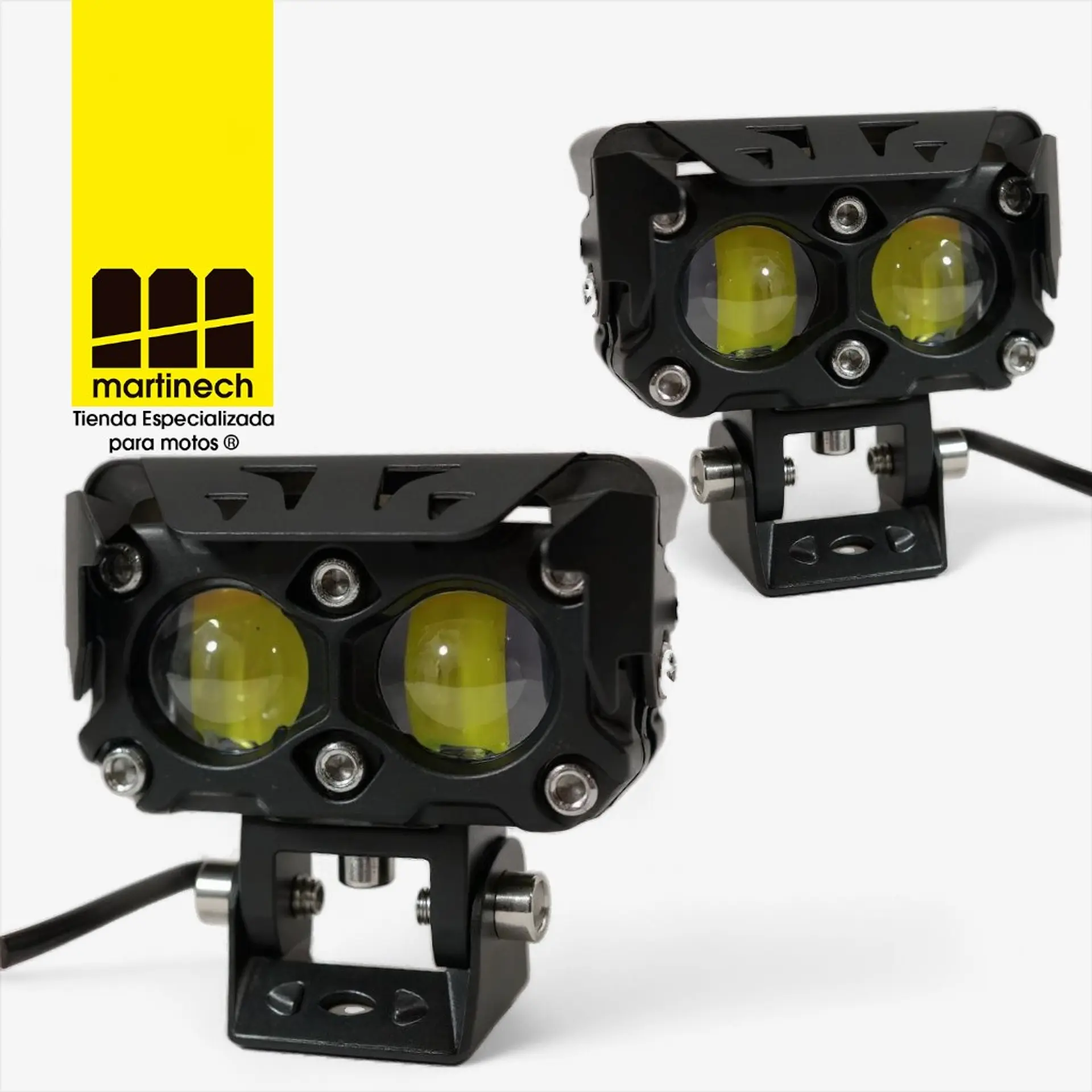 Exploradoras Moto Led Bicolor 45W Premium Doble Lente Aluminio 9