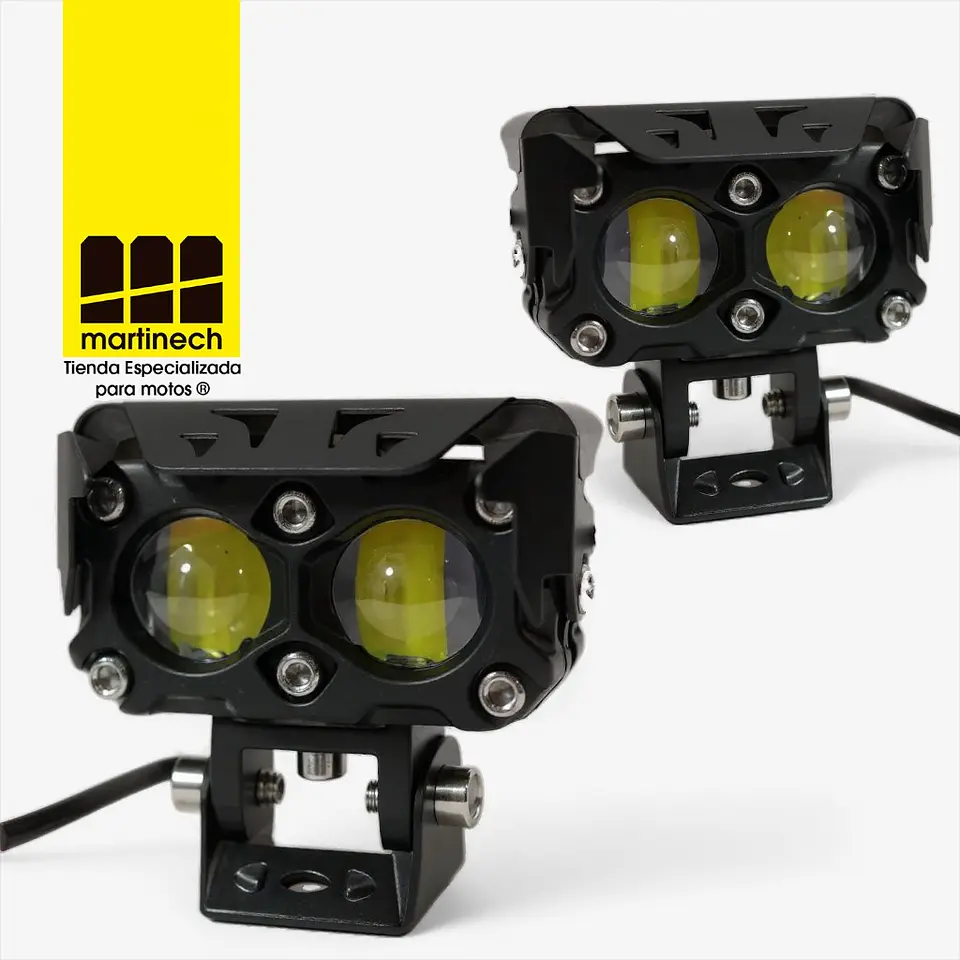 Exploradoras Moto Led Bicolor 45W Premium Doble Lente Aluminio 9