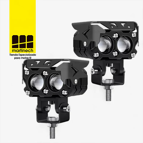 Exploradoras Moto Led Bicolor 45W Premium Doble Lente Aluminio
