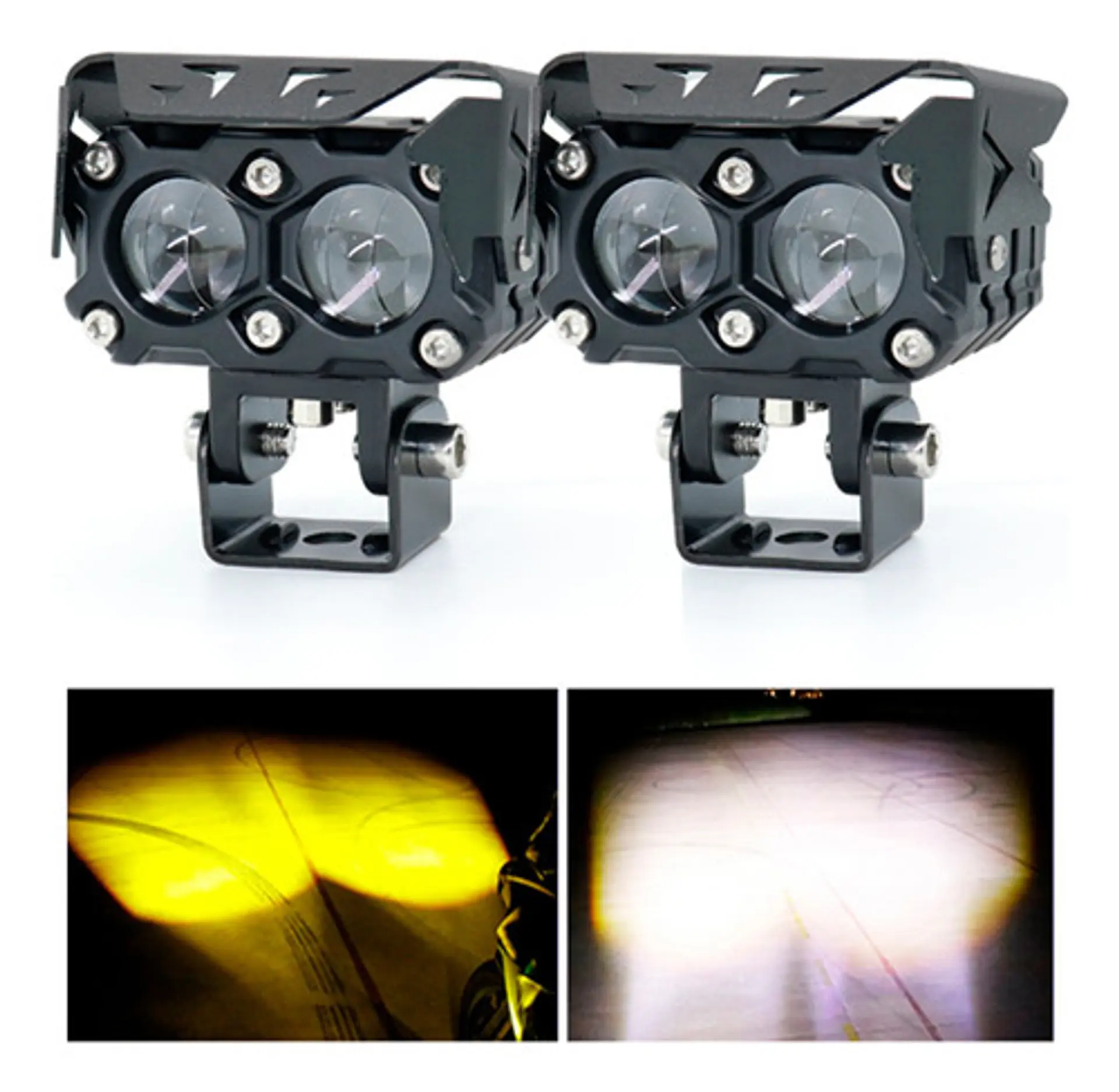Exploradoras Moto Led Bicolor 45W Premium Doble Lente Aluminio 5
