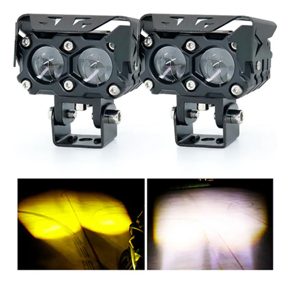 Exploradoras Moto Led Bicolor 45W Premium Doble Lente Aluminio 5