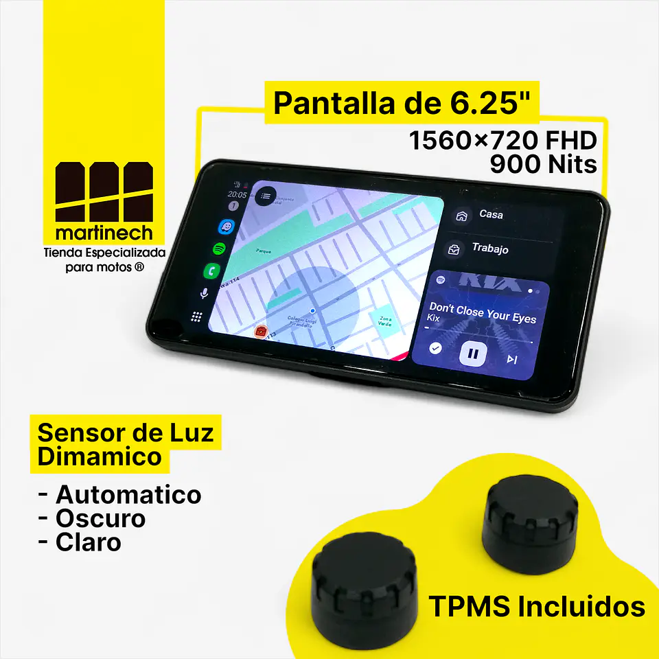 CarPlay para Moto con TPMS, Android Auto, Bluetooth HD 5