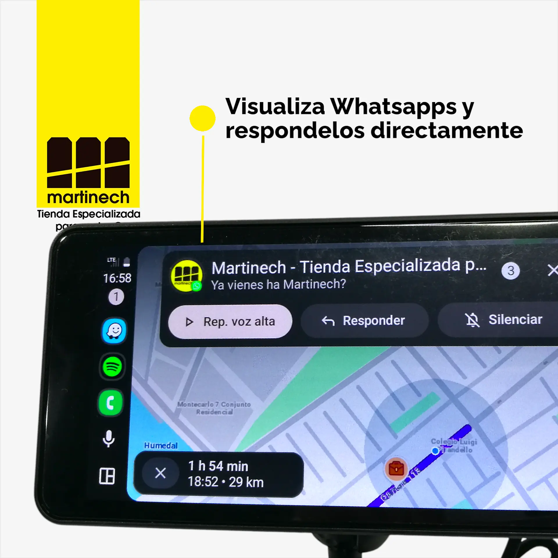 CarPlay para Moto con TPMS, Android Auto, Bluetooth HD 7